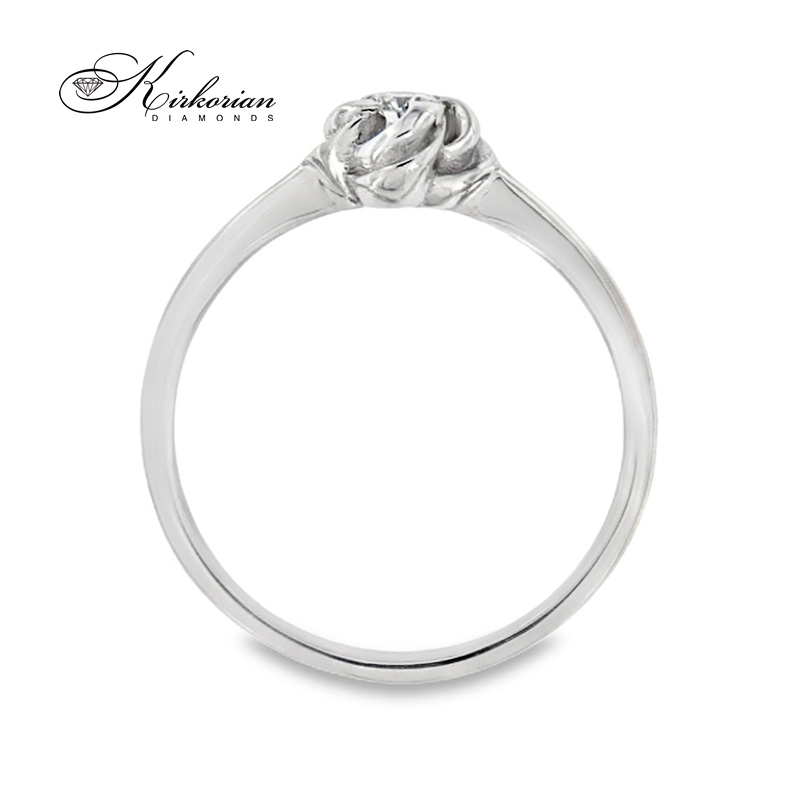 Годежен пръстен от бяло злато 14К с диамант 0.10 ct – код K360