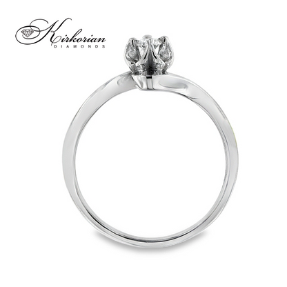 Годежен пръстен от бяло злато 14К с диамант 0.10 ct – класическа шлифовка, код: K363