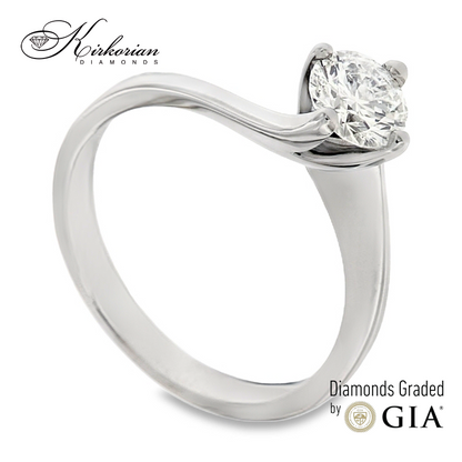 Годежен пръстен с диамант 0.65ct F SI GIA от бяло злато 14k – K387