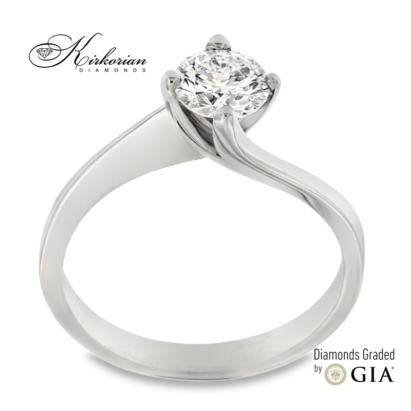 Годежен пръстен с диамант 0.65ct F SI GIA от бяло злато 14k – K387