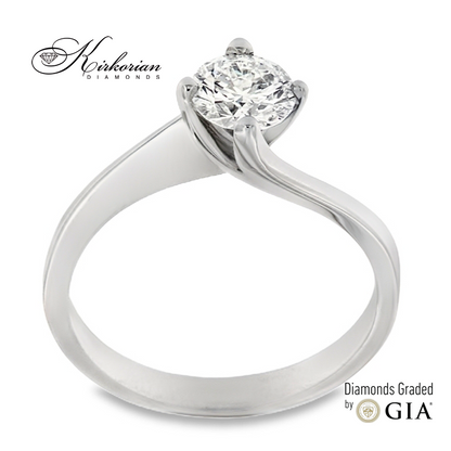 Годежен пръстен с диамант 0.65ct F SI GIA от бяло злато 14k – K387