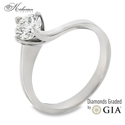 Годежен пръстен с диамант 0.65ct F SI GIA от бяло злато 14k – K387