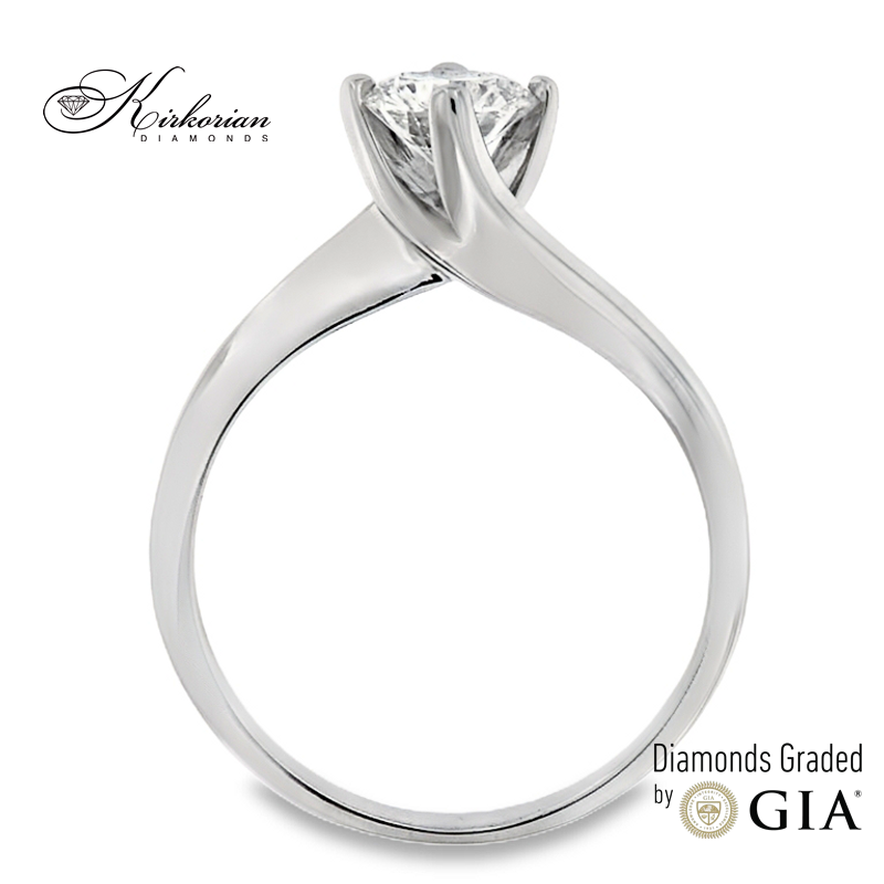 Годежен пръстен с диамант 0.65ct F SI GIA от бяло злато 14k – K387