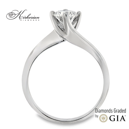 Годежен пръстен с диамант 0.65ct F SI GIA от бяло злато 14k – K387