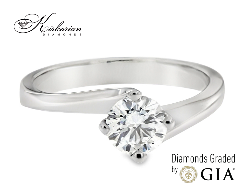 Годежен пръстен с диамант 0.65ct F SI GIA от бяло злато 14k – K387