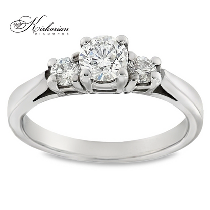 Годежен пръстен от бяло злато 14k с три диаманта 0.60ct KD сертификат K393