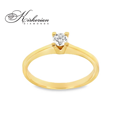 Годежен пръстен с диамант 0.16 ct от злато 14К – класически модел със стилно излъчване