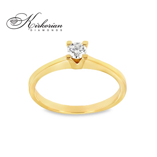 Годежен пръстен с диамант 0.16 ct от злато 14К – класически модел със стилно излъчване