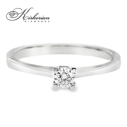 Годежен пръстен с диамант 0.16 ct от злато 14К – класически модел със стилно излъчване