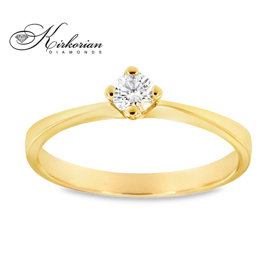 Годежен пръстен от бяло или жълто злато 14К с диамант 0.16 ct – класически модел, перфектен избор