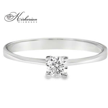 Класически годежен пръстен от бяло или жълто злато 14К с диамант 0.20 ct – код K485