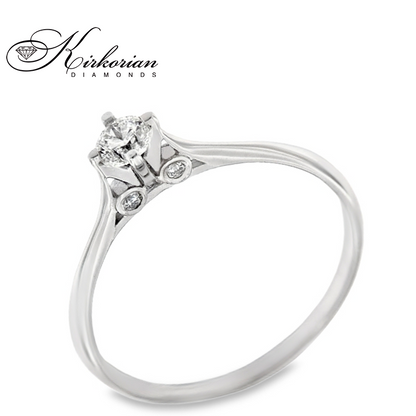 Годежен пръстен от бяло злато 14К с диаманти 0.295 ct – оферта с включена луксозна кутия