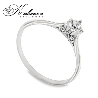 Годежен пръстен от бяло злато 14К с диаманти 0.295 ct – оферта с включена луксозна кутия