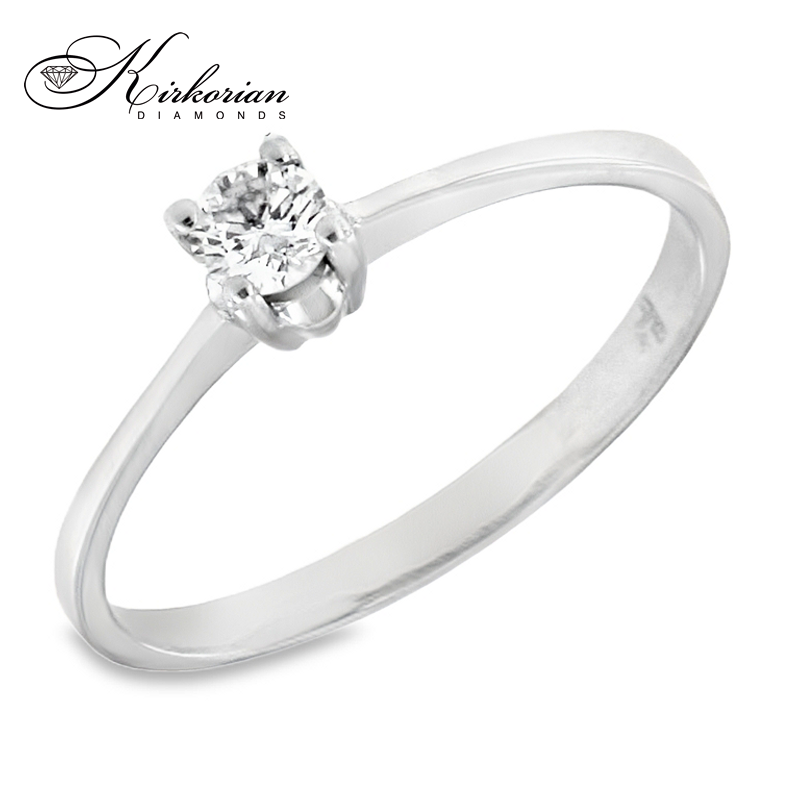 Годежен пръстен от бяло злато 14К с диамант 0.19 ct – код K492