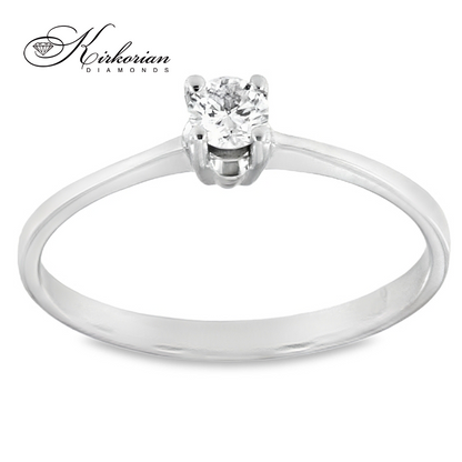 Годежен пръстен от бяло злато 14К с диамант 0.19 ct – код K492