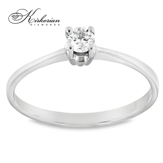 Годежен пръстен от бяло злато 14К с диамант 0.19 ct – код K492