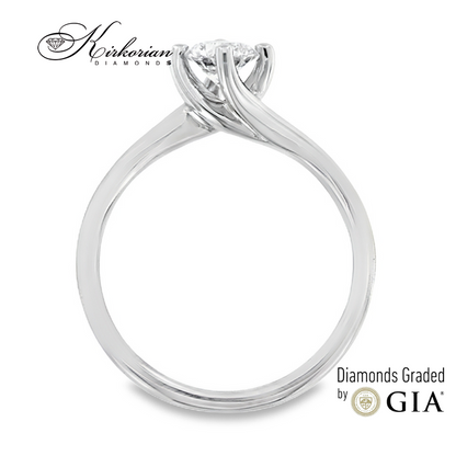 Класически годежен пръстен от бяло или жълто злато 14k с диамант 0.50ct GIA сертификат K543