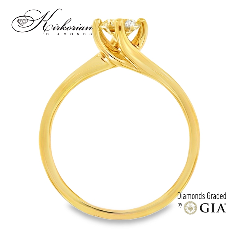 Класически годежен пръстен от бяло или жълто злато 14k с диамант 0.50ct GIA сертификат K543