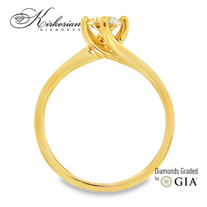 Класически годежен пръстен от бяло или жълто злато 14k с диамант 0.50ct GIA сертификат K543