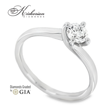 Класически годежен пръстен от бяло или жълто злато 14k с диамант 0.50ct GIA сертификат K543