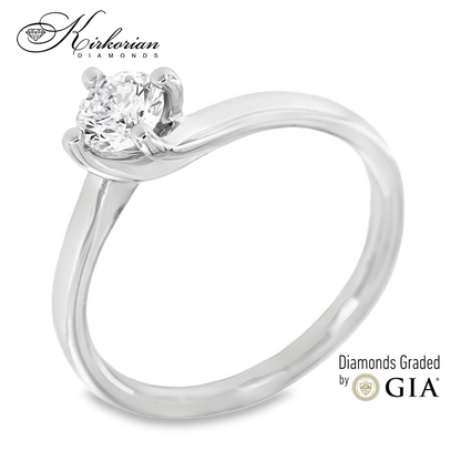 Класически годежен пръстен от бяло или жълто злато 14k с диамант 0.50ct GIA сертификат K543