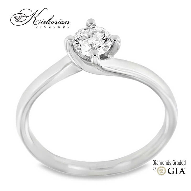 Класически годежен пръстен от бяло или жълто злато 14k с диамант 0.50ct GIA сертификат K543