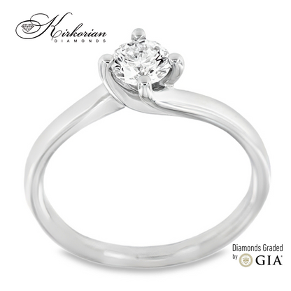 Класически годежен пръстен от бяло или жълто злато 14k с диамант 0.50ct GIA сертификат K543