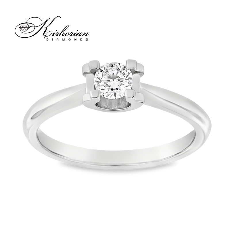 Годежен пръстен от бяло или жълто злато 14К с диамант 0.25 ct – класически модел с брилянтна шлифовка