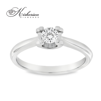 Годежен пръстен от бяло или жълто злато 14К с диамант 0.25 ct – класически модел с брилянтна шлифовка