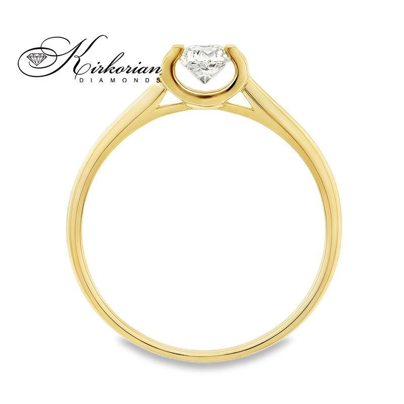 Годежен пръстен от бяло или жълто злато 14К с диамант 0.25 ct – класически модел с брилянтна шлифовка