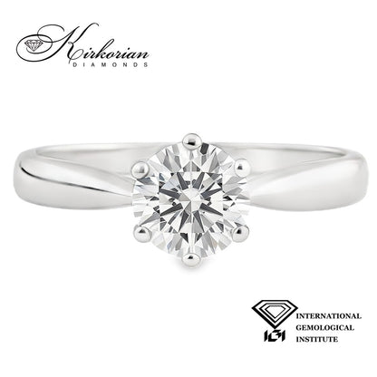 Годежен пръстен от бяло злато 14k с инвестиционен диамант 1.00ct IGI сертификат – K550