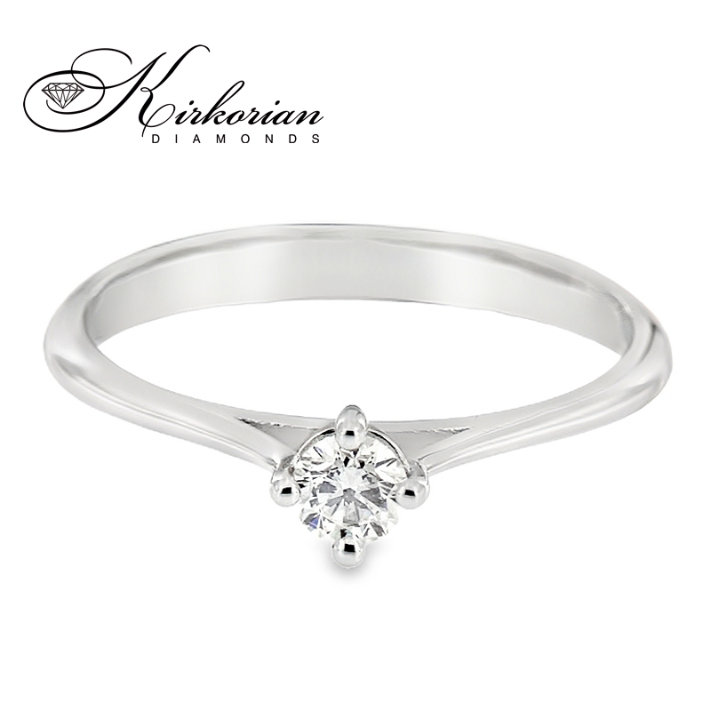 Класически годежен пръстен от бяло злато 14К с диамант 0.20 ct – код K556