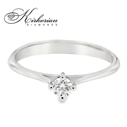 Класически годежен пръстен от бяло злато 14К с диамант 0.20 ct – код K556