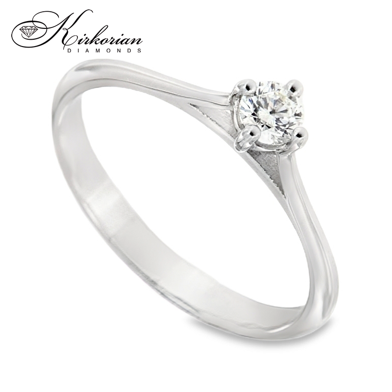 Класически годежен пръстен от бяло злато 14К с диамант 0.20 ct – код K556