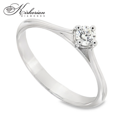 Класически годежен пръстен от бяло злато 14К с диамант 0.20 ct – код K556