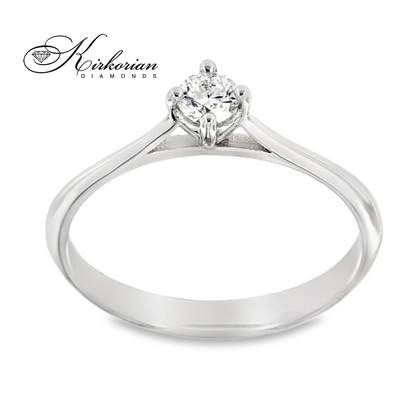 Класически годежен пръстен от бяло злато 14К с диамант 0.20 ct – код K556