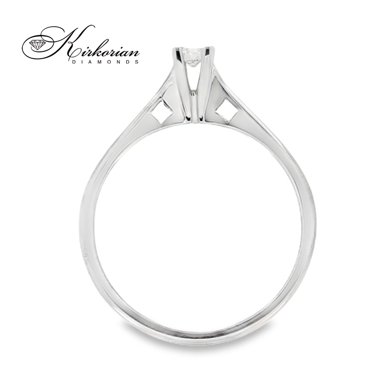 Годежен пръстен от бяло злато 14К с диамант 0.10 ct – класически елегантен дизайн | K557