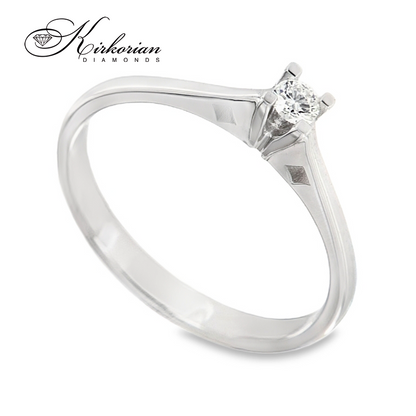 Годежен пръстен от бяло злато 14К с диамант 0.10 ct – класически елегантен дизайн | K557