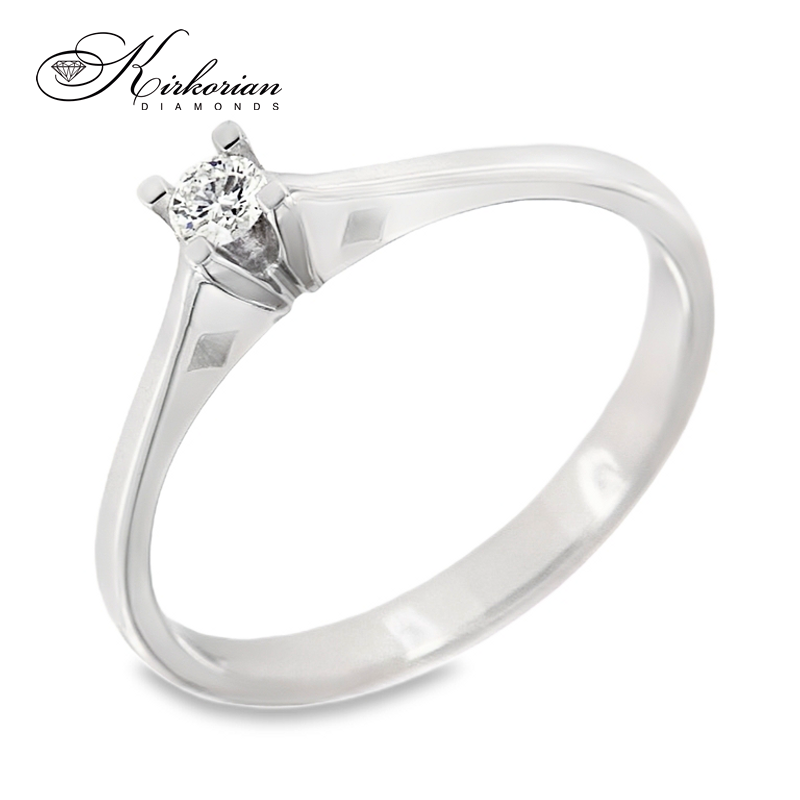 Годежен пръстен от бяло злато 14К с диамант 0.10 ct – класически елегантен дизайн | K557