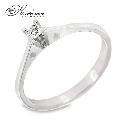 Годежен пръстен от бяло злато 14К с диамант 0.10 ct – класически елегантен дизайн | K557