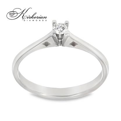 Годежен пръстен от бяло злато 14К с диамант 0.10 ct – класически елегантен дизайн | K557