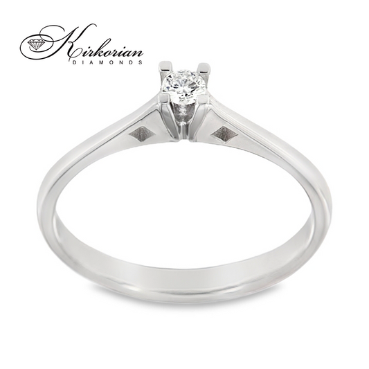 Годежен пръстен от бяло злато 14К с диамант 0.10 ct – класически елегантен дизайн | K557
