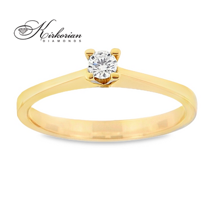 Годежен пръстен от бяло или жълто злато 14К с диамант 0.10 ct – код K558