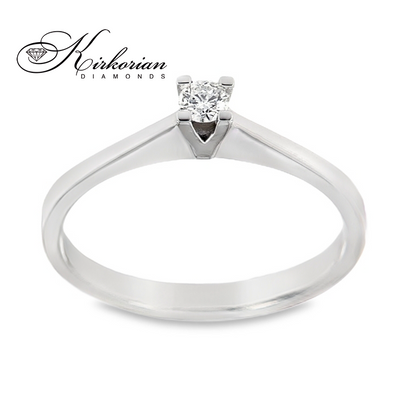 Годежен пръстен от бяло или жълто злато 14К с диамант 0.10 ct – код K558