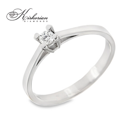 Годежен пръстен от бяло или жълто злато 14К с диамант 0.10 ct – класически модел с ТОП ЦЕНА | K559