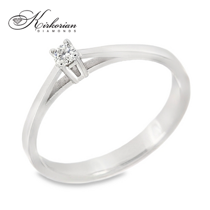 Годежен пръстен от бяло злато 14К с диамант 0.07 ct – код K560