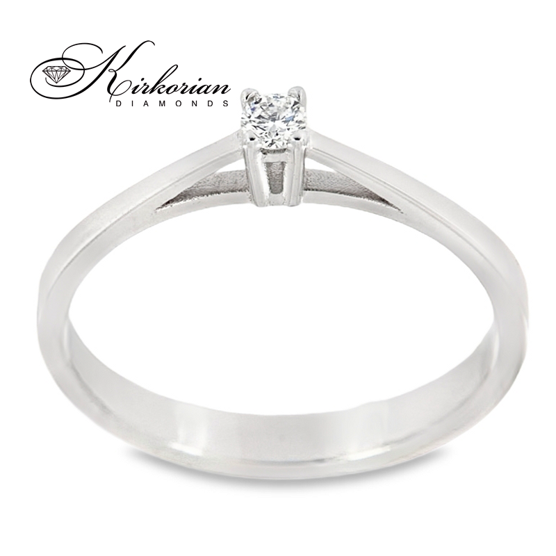 Годежен пръстен от бяло злато 14К с диамант 0.07 ct – код K560