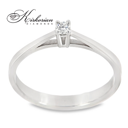 Годежен пръстен от бяло злато 14К с диамант 0.07 ct – код K560