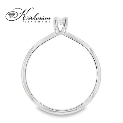 Класически годежен пръстен бяло злато 14к. с диамант 0,13 карата код:K561