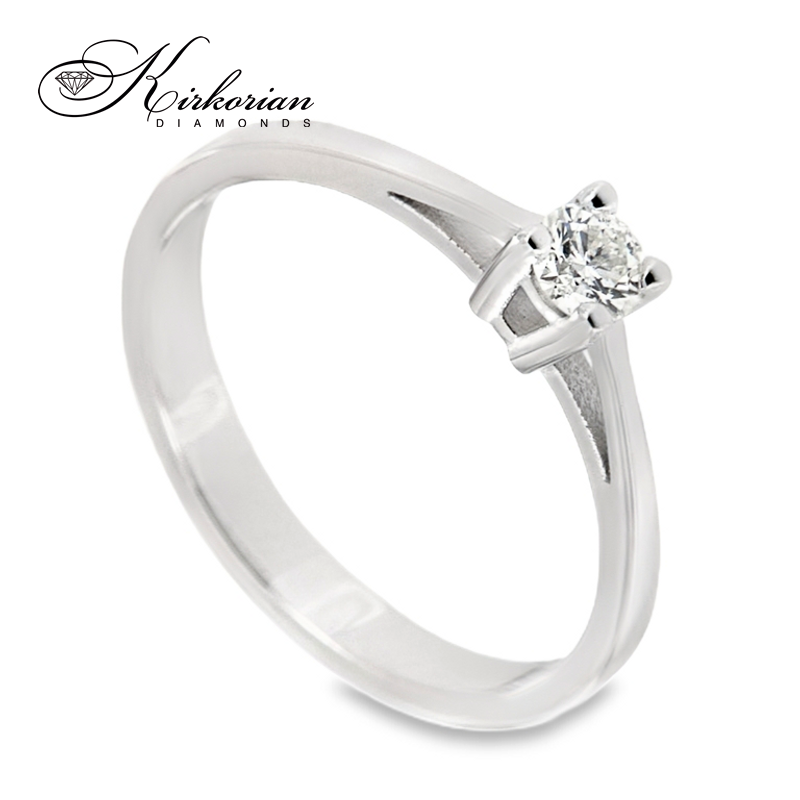 Класически годежен пръстен от бяло злато 14К с диамант 0.20 ct – Лукс на достъпна цена